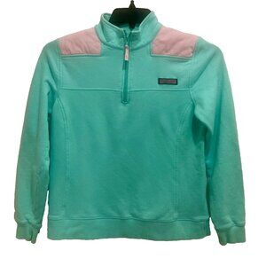 VINEYARD VINES Mint Green and Pink Quarter-Zip Pullover small
